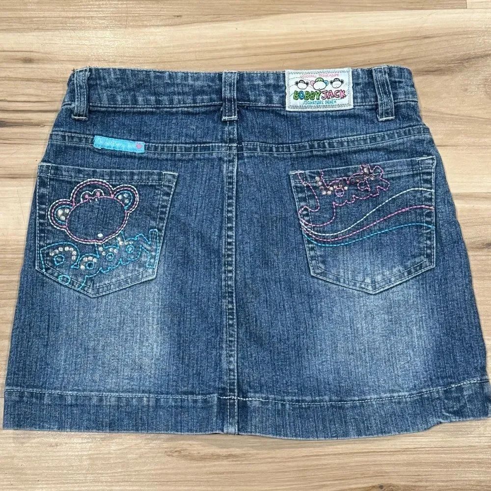 Bobby Jack Y2K Denim Mini Skirt Embroidered Girls 10
